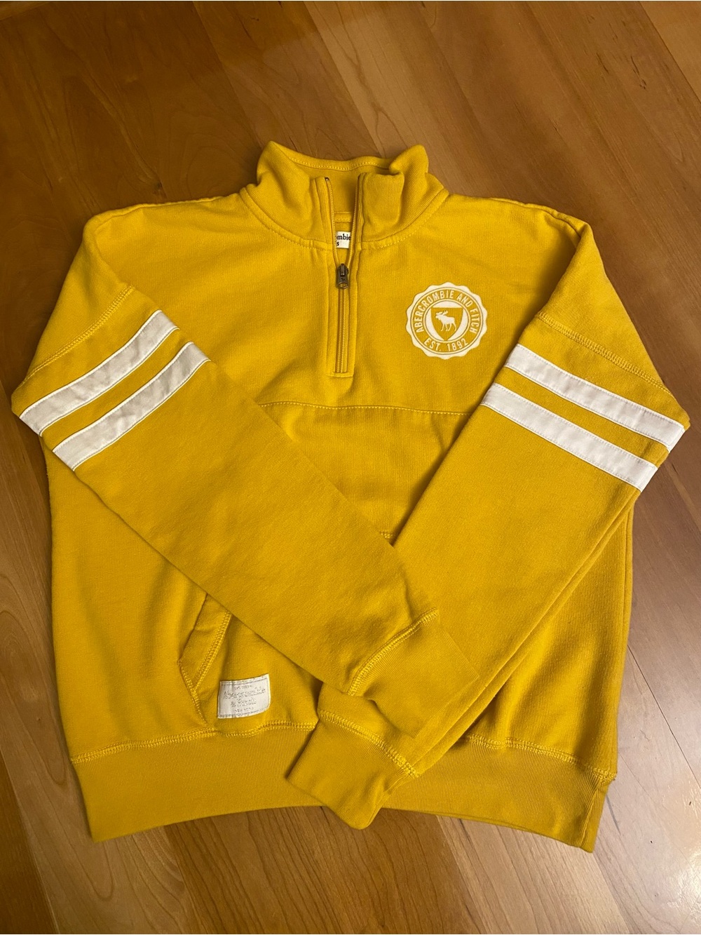 Abercrombie Kids Mustard Yellow Half-Zip Crest Sweatshirt